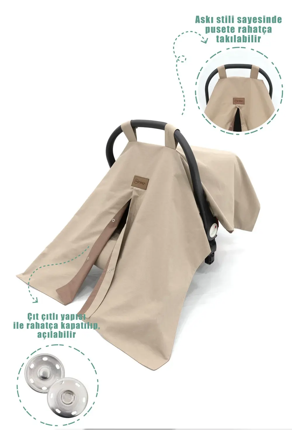 Mordesign Ortopedik Bel Destekli Bebek Puset Minderi, Örtü Ve Çarşaf 3'Lü S