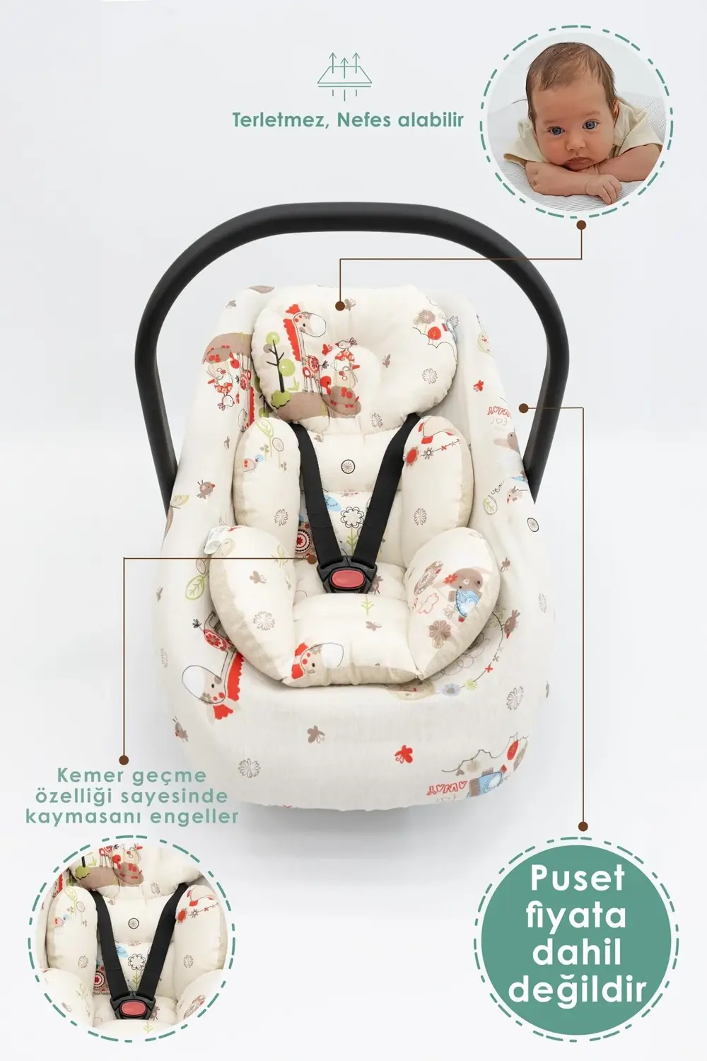 Mordesign Ortopedik Bel Destekli Bebek Puset Minderi Ve Çarşaf 2'Li Set, Çi