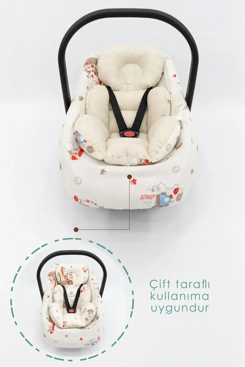 Mordesign Ortopedik Bel Destekli Bebek Puset Minderi Ve Çarşaf 2'Li Set, Çi