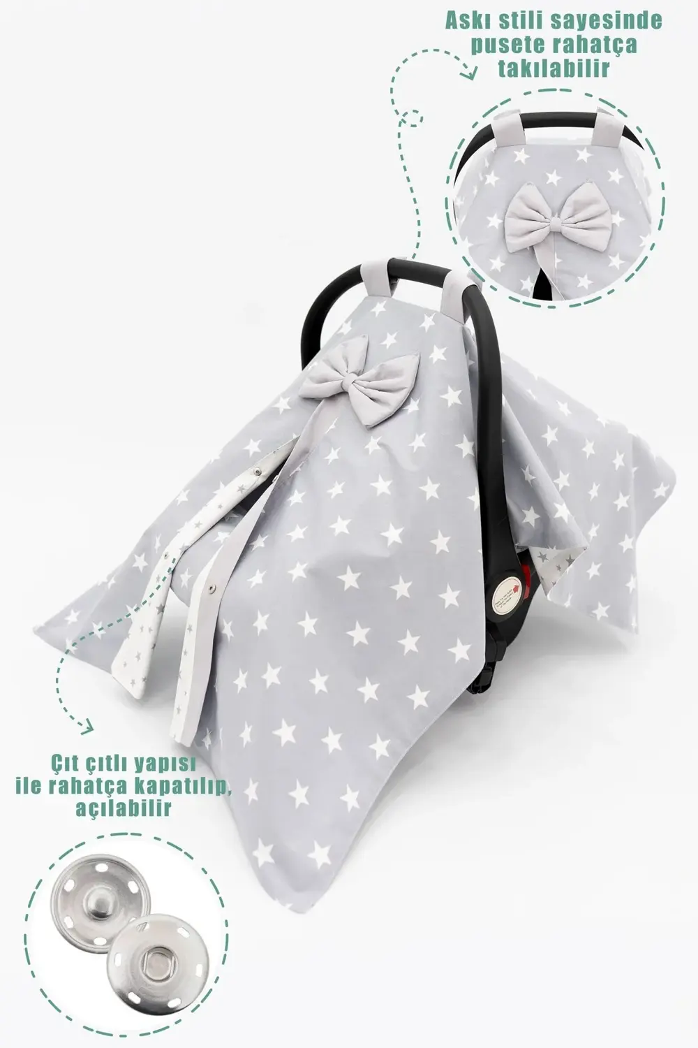 Mordesign Ortopedik Bel Destekli Puset Minder, Örtü Ve Çarşaf 3' Lü Set, Çi