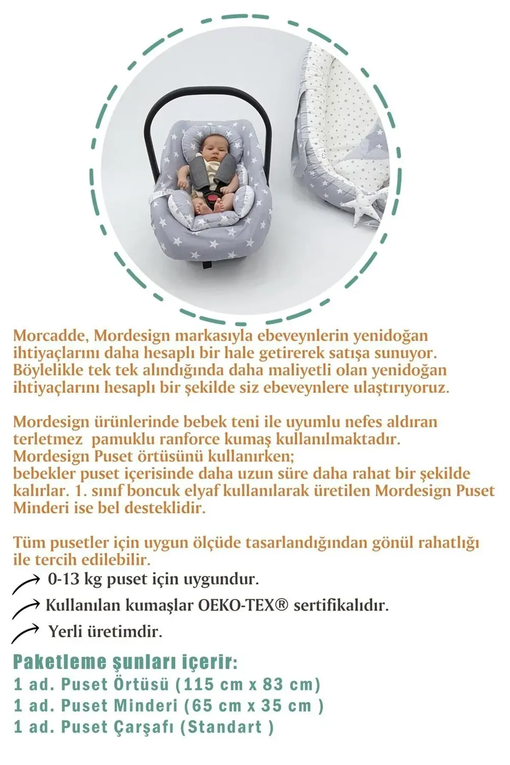 Mordesign Ortopedik Bel Destekli Puset Minder, Örtü Ve Çarşaf Set, Gökkuşağ