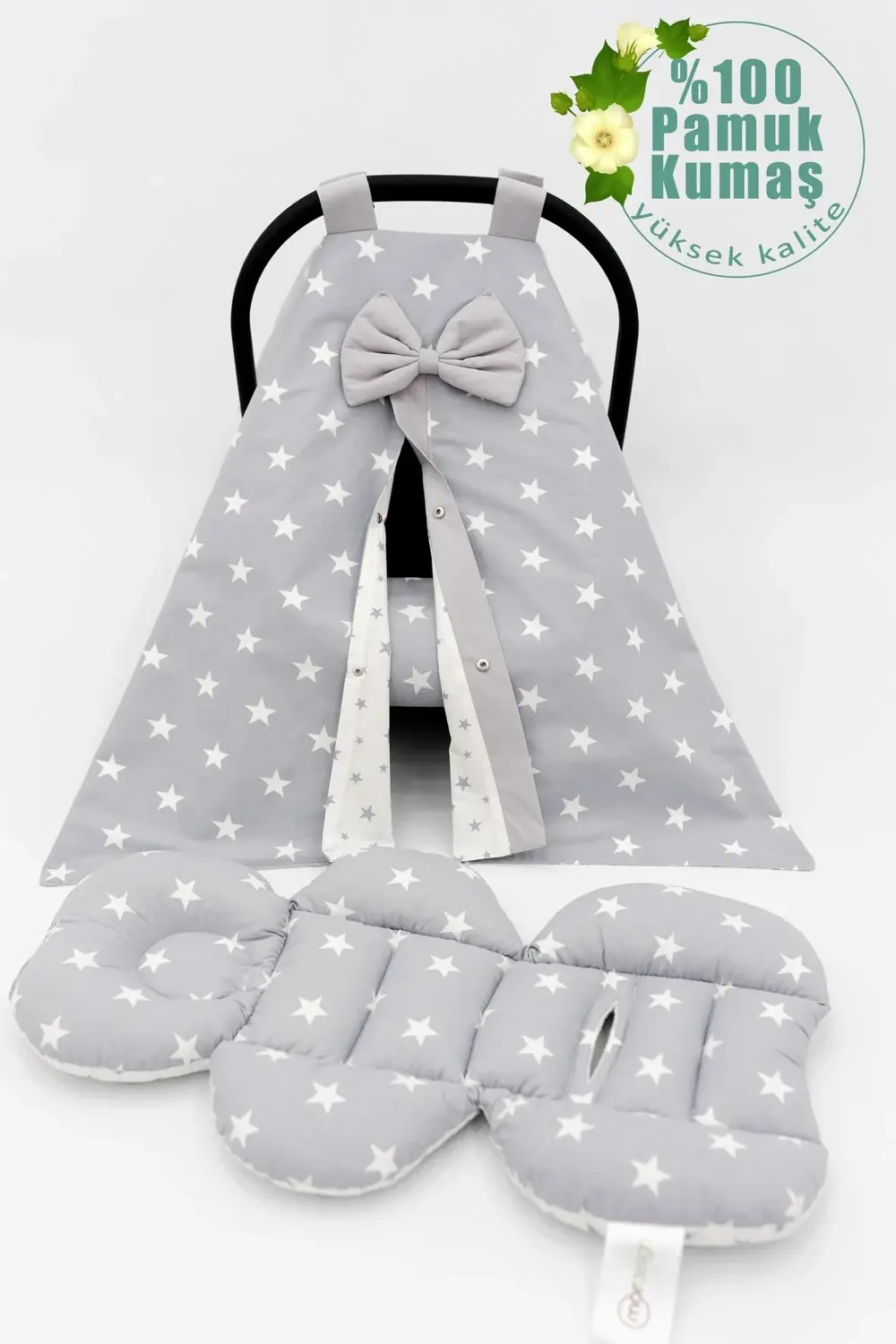 Mordesign Ortopedik Bel Destekli Puset Minder, Örtü Ve Çarşaf 3' Lü Set, Çi