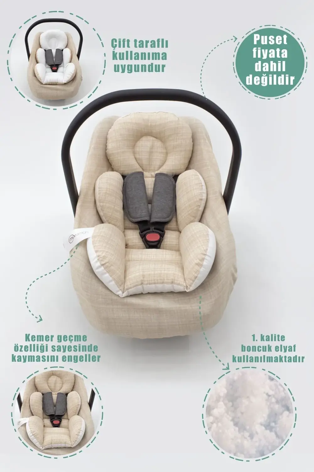 Mordesign Ortopedik Bel Destekli Puset Minder, Örtü Ve Çarşaf Set, Gökkuşağ