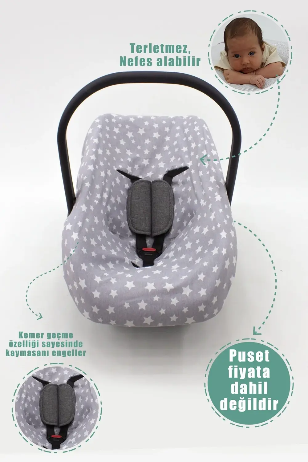 Mordesign Ortopedik Bel Destekli Puset Minder Ve Çarşaf 2'Li Set, Stars Des