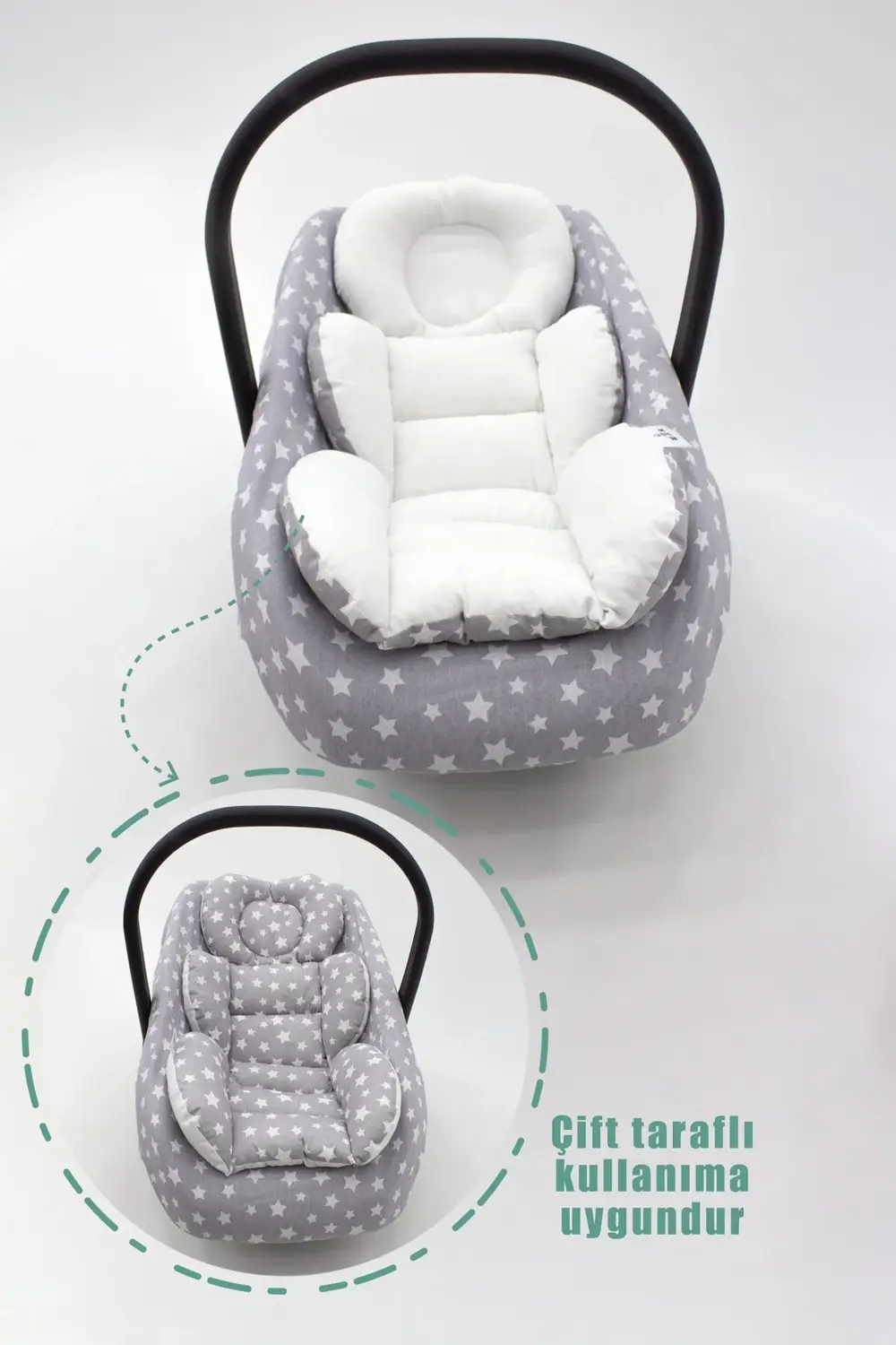 Mordesign Ortopedik Bel Destekli Puset Minder Ve Çarşaf 2'Li Set, Stars Des