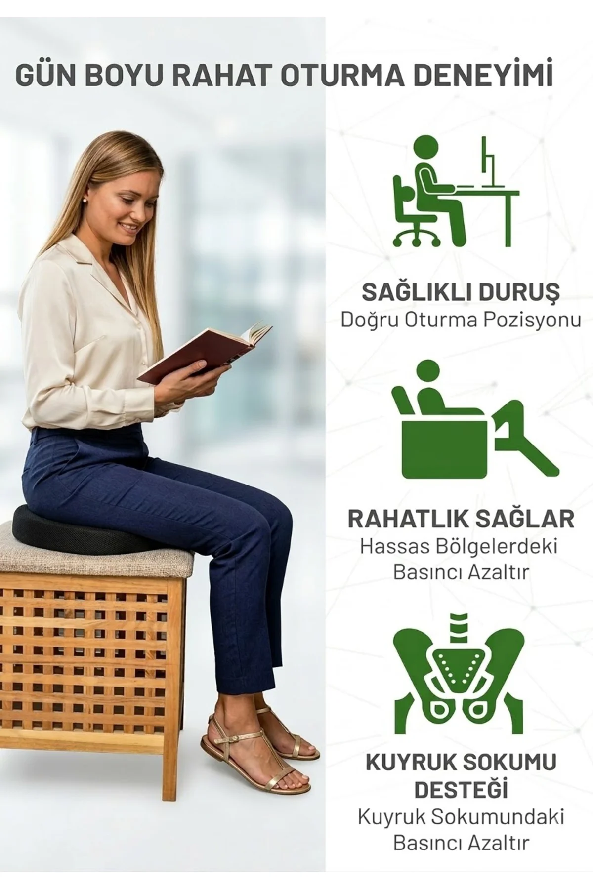 Ortopedik Oturma Simidi. Hemoroid, Basur, Kıl Dönmesi Için Minder