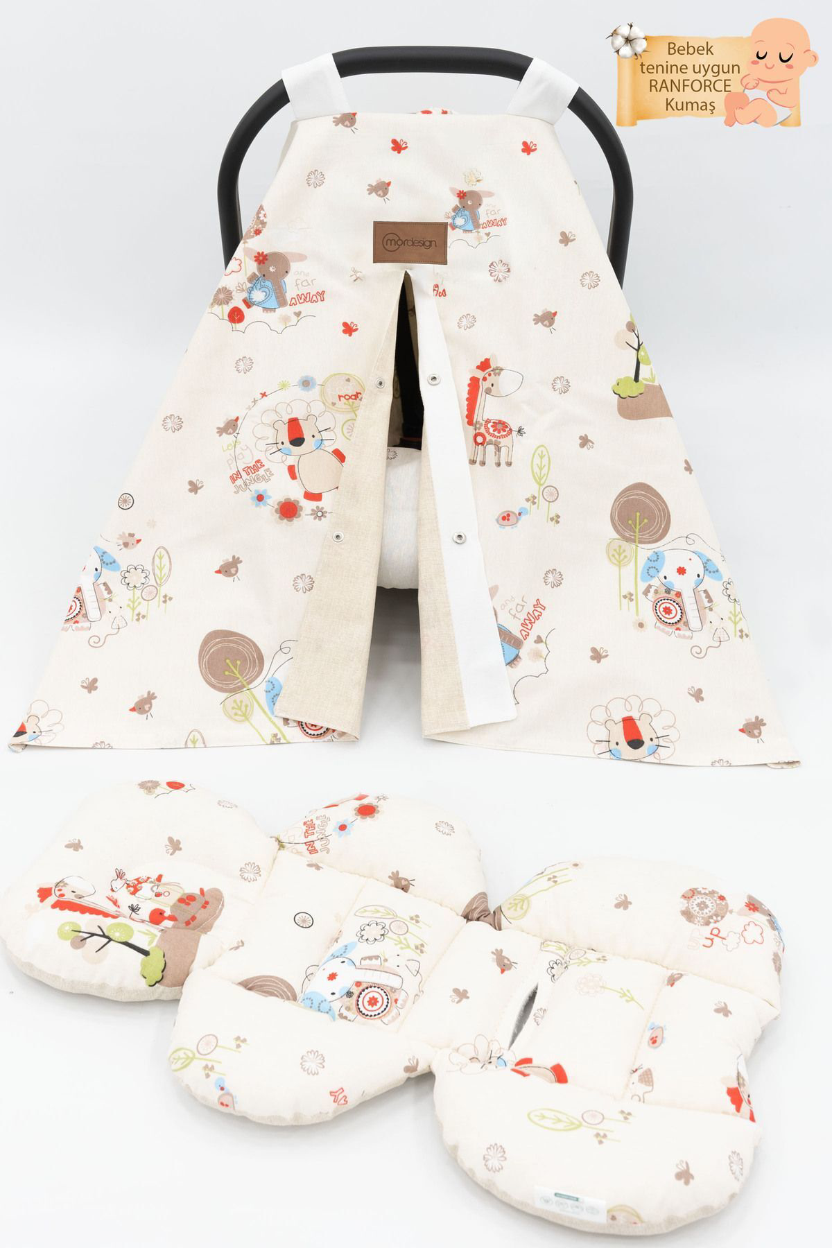 Mordesign Ortopedik Puset Minderi, Örtü Ve Çarşaf 3' Lü Set, Askı Stil, Ani