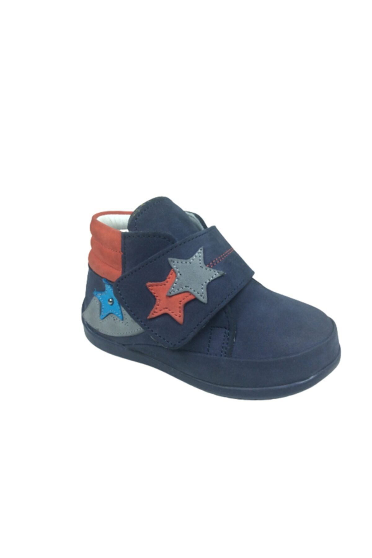 Ortopedikal Bebe Erkek Çocuk Bot Lacivert Yıldızlı Tek Cırt % 100