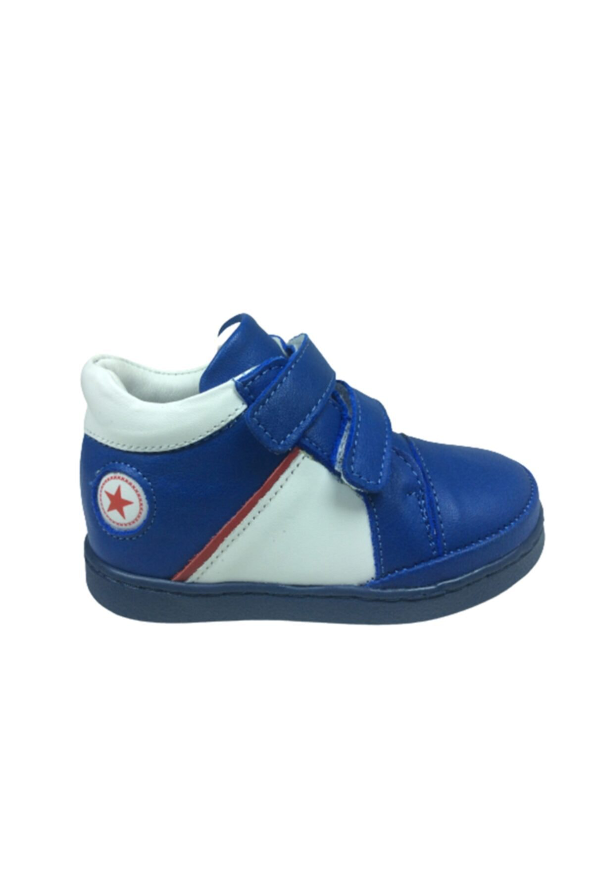 Ortopedikal Bebe Erkek Çocuk Bot Saks Mavi Cırtlı % 100 Deri Orto