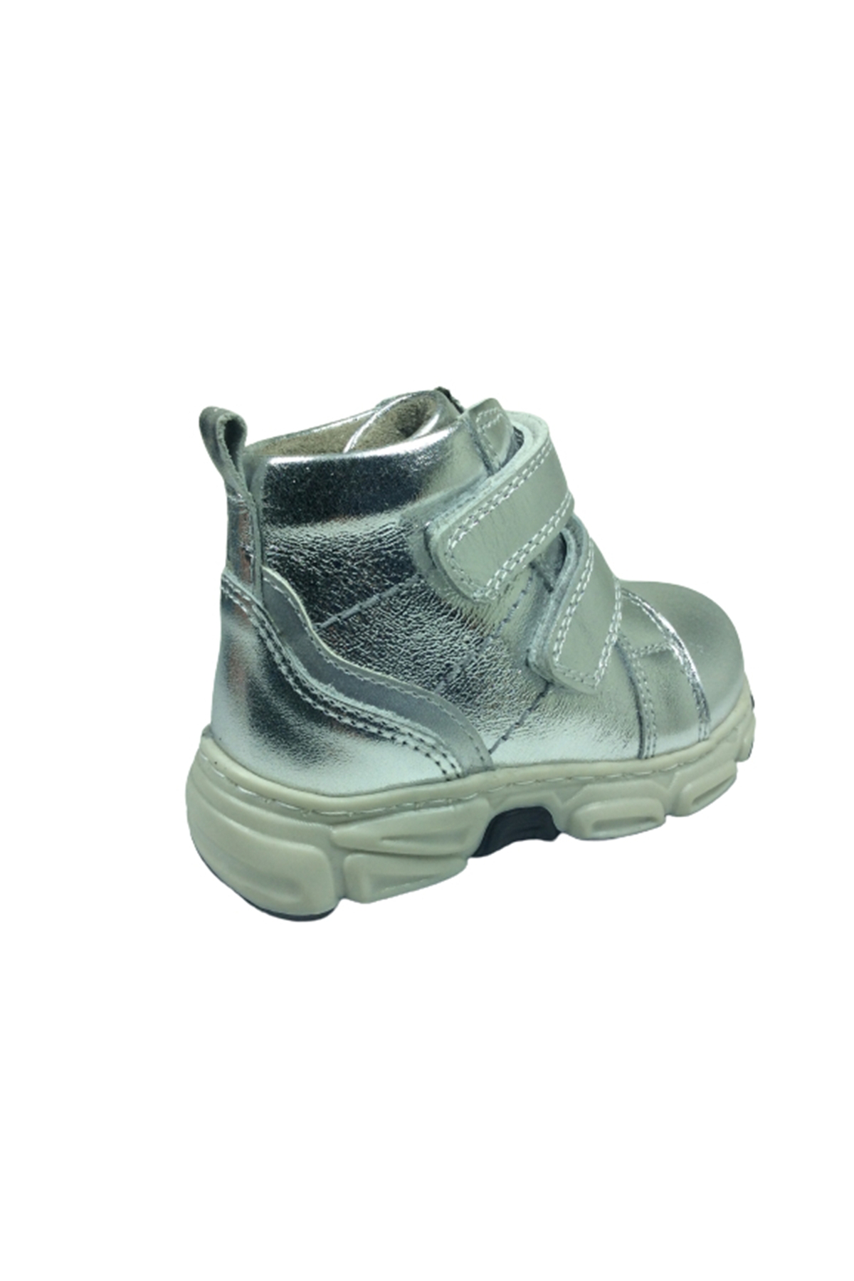 Ortopedikal Bebe Kız Çocuk Bot Gümüş Parlak Cırtlı % 100 Deri Ort
