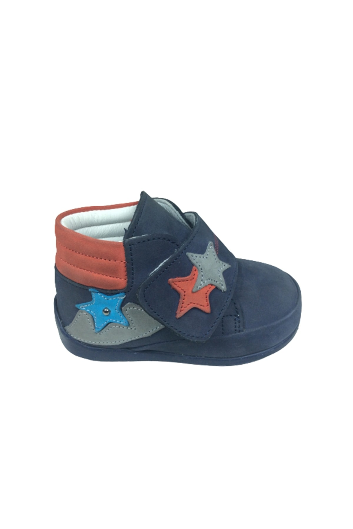 Ortopedikal Erkek Çocuk Bot Lacivert Yıldızlı Tek Cırtlı % 100 De