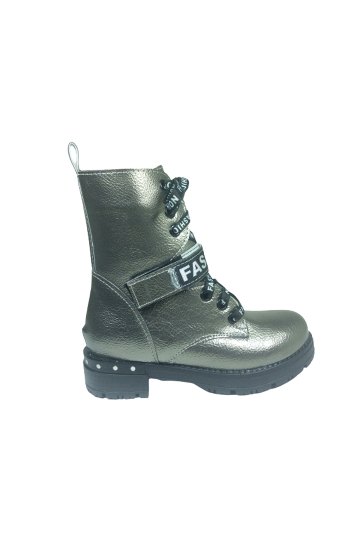 Ortopedikal Patik Kız Çocuk Bot Platin Gri Rugan Bağcıklı Yanıfer