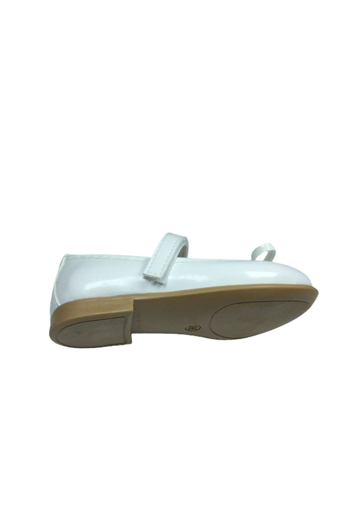 OrtopedikAL1510 YDZ Emt Patik Beyaz Rugan Babet Bıyık Fiyonk Kız