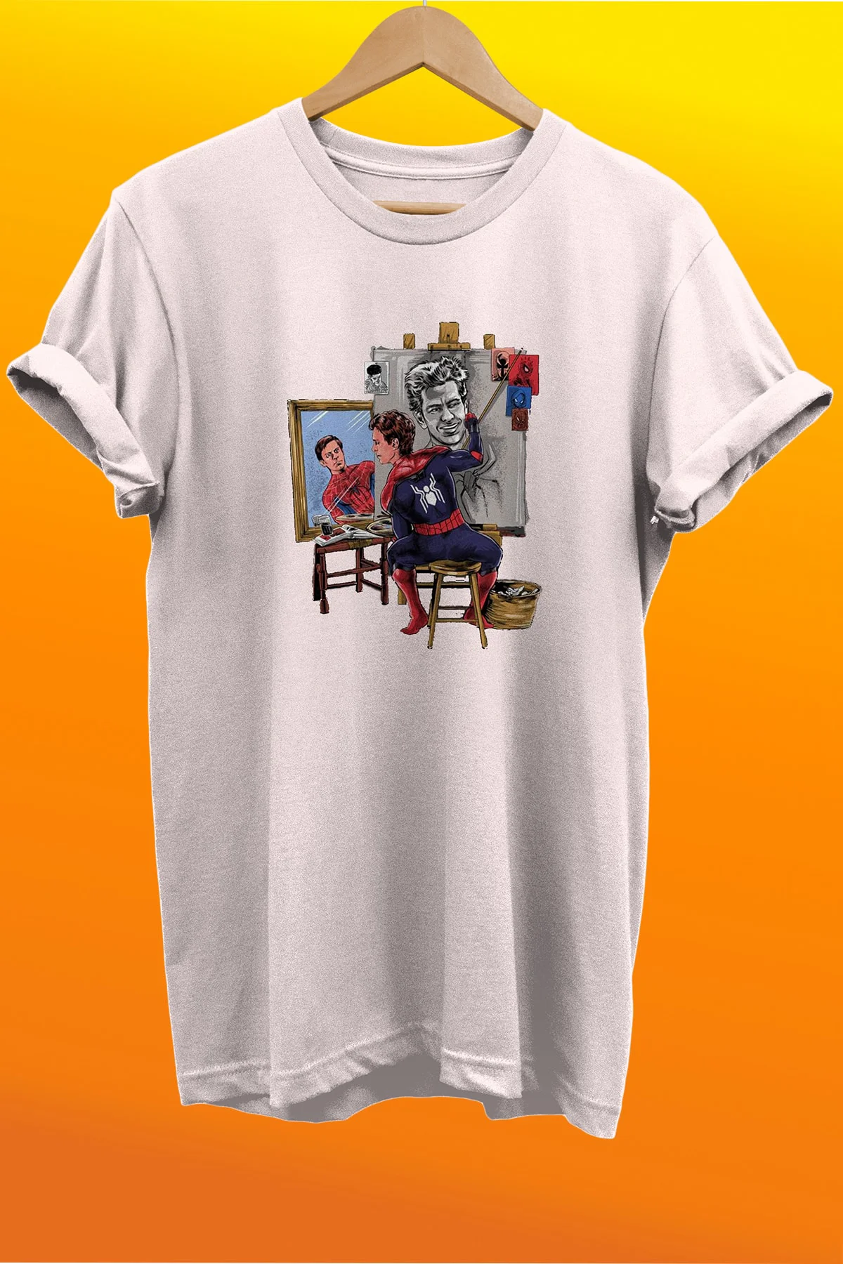 Örümcek Adamlar Spiderman Baskılı %100 Pamuk Basic T-shirt Normal