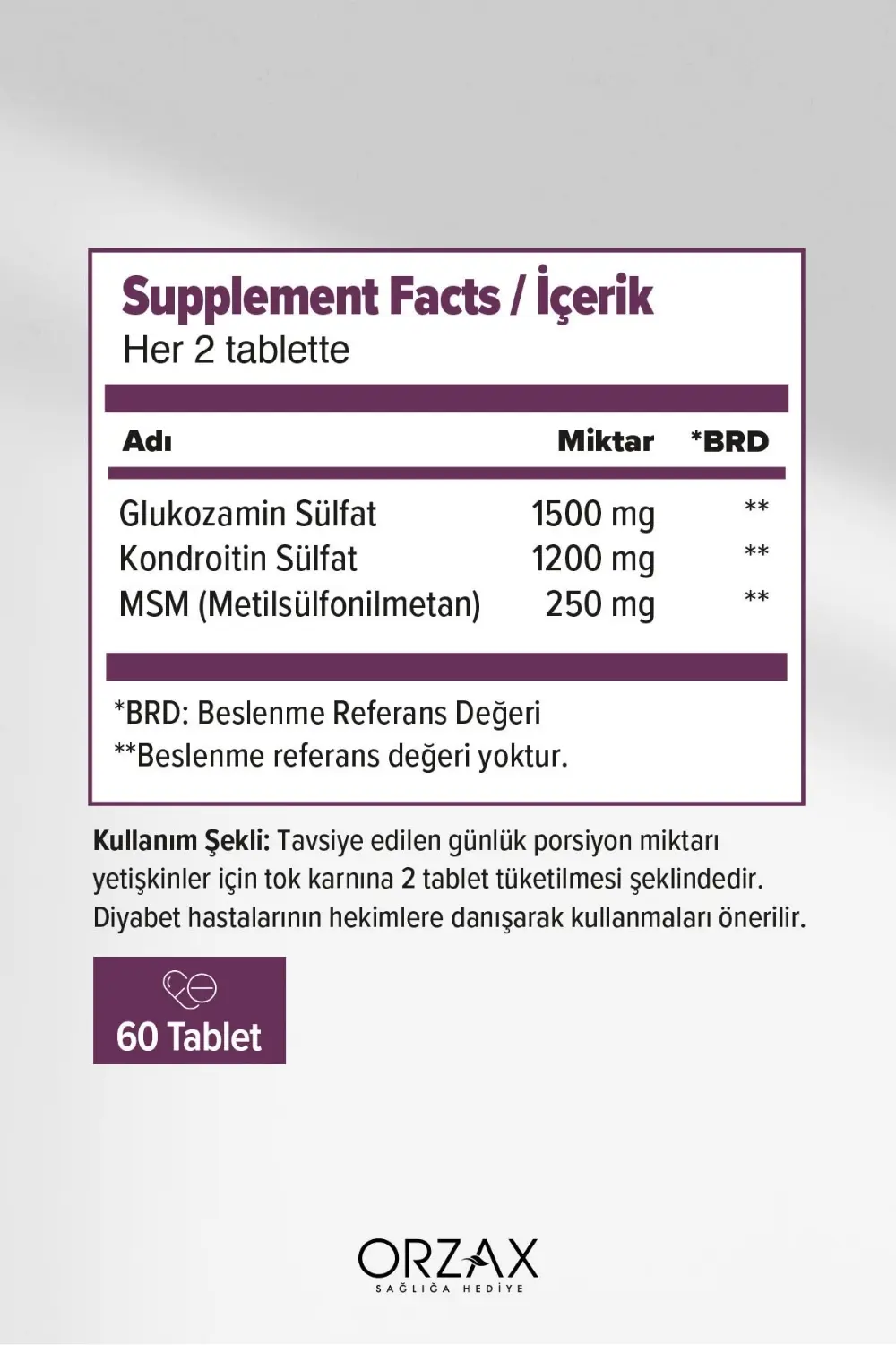 Orzax Cosakondrin MSM 60 Tablet Orzax Cosakondrin MSM 60 Tablet