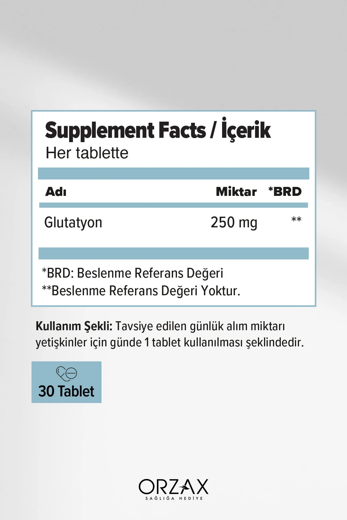 Orzax L-glutatyon 250 Mg 30 Kapsül