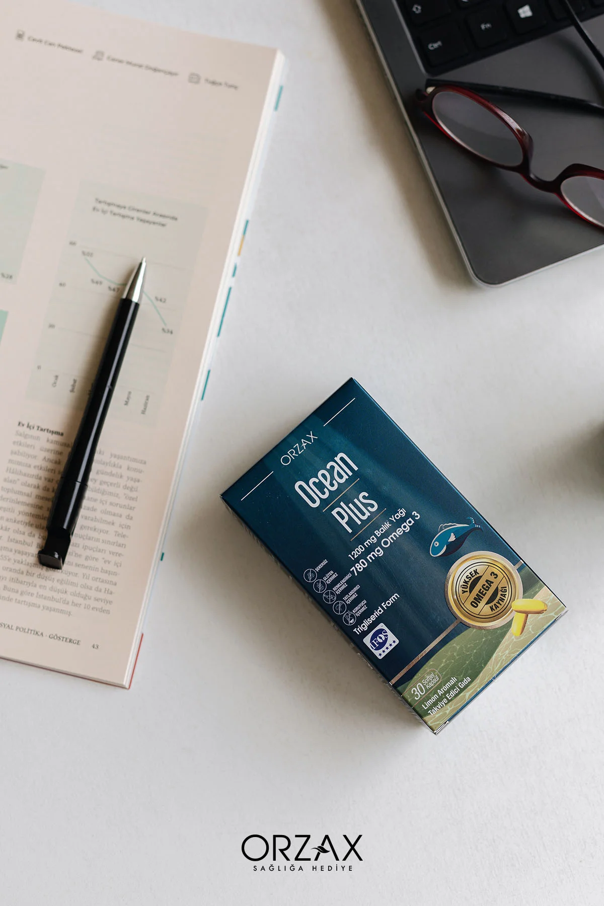 Orzax Plus 1200mg Omega 3 Saf Balık Yağı 30 Kapsül