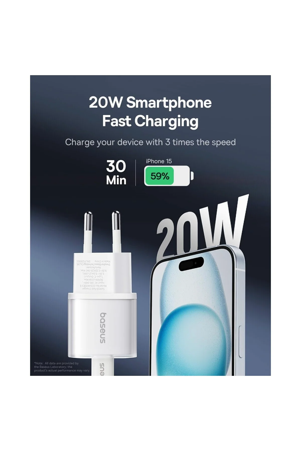 OS-Ayrstore GaN5S Hızlı Şarj Adaptörü 1C, 20W EU, Ay Beyazı