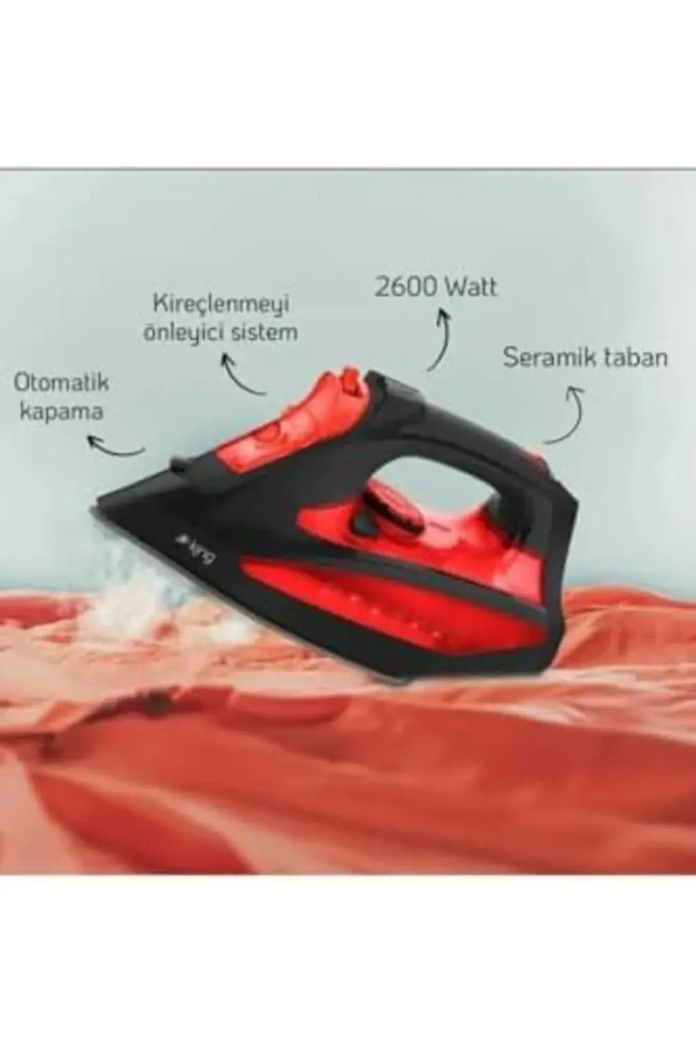 Osborn Buharlı Ütü, 2600W, Seramik Taban, Kırmızı-Siyah 395519