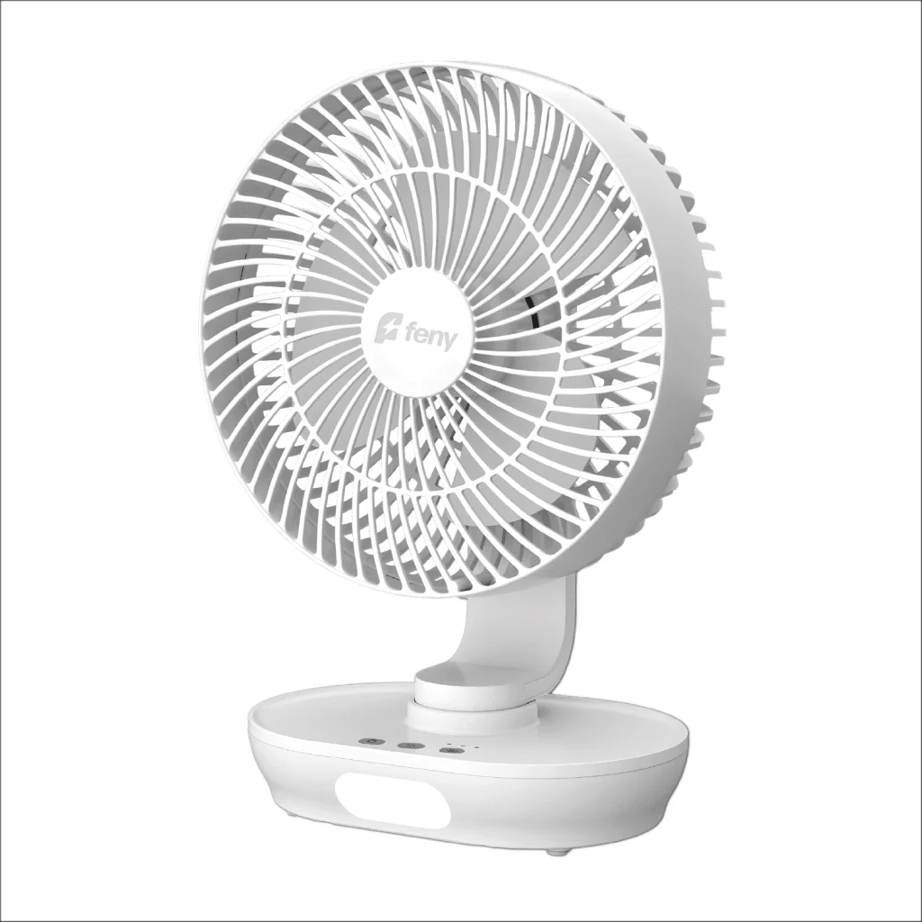 Oscilla+ Beyaz 3 Kademeli Hız 150 Derece Otomatik Salınım Masaüstü LED Vantilatör ve Gece Lambası