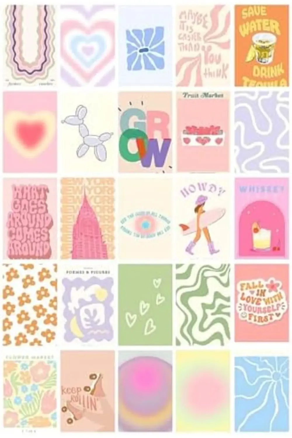 oskyshopc Danish Pastel Temalı 90 Adet Duvar Poster Seti, Özel Ta