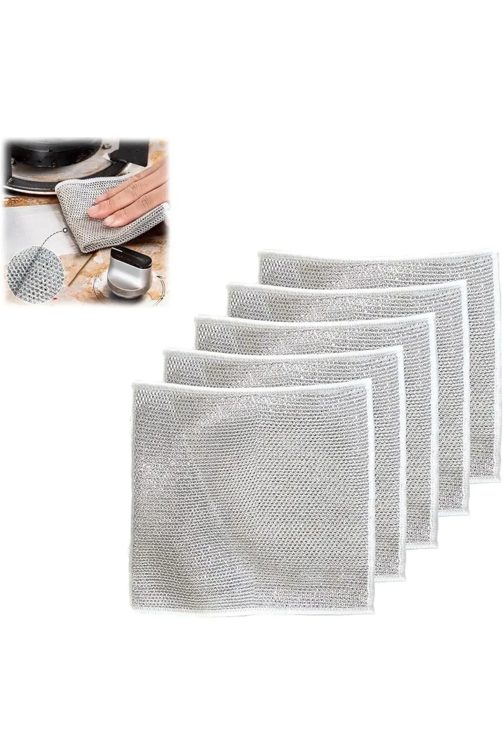 oskyshopc Gümüş tel bez temizleme bezi yağsız bez ızgaralar soba