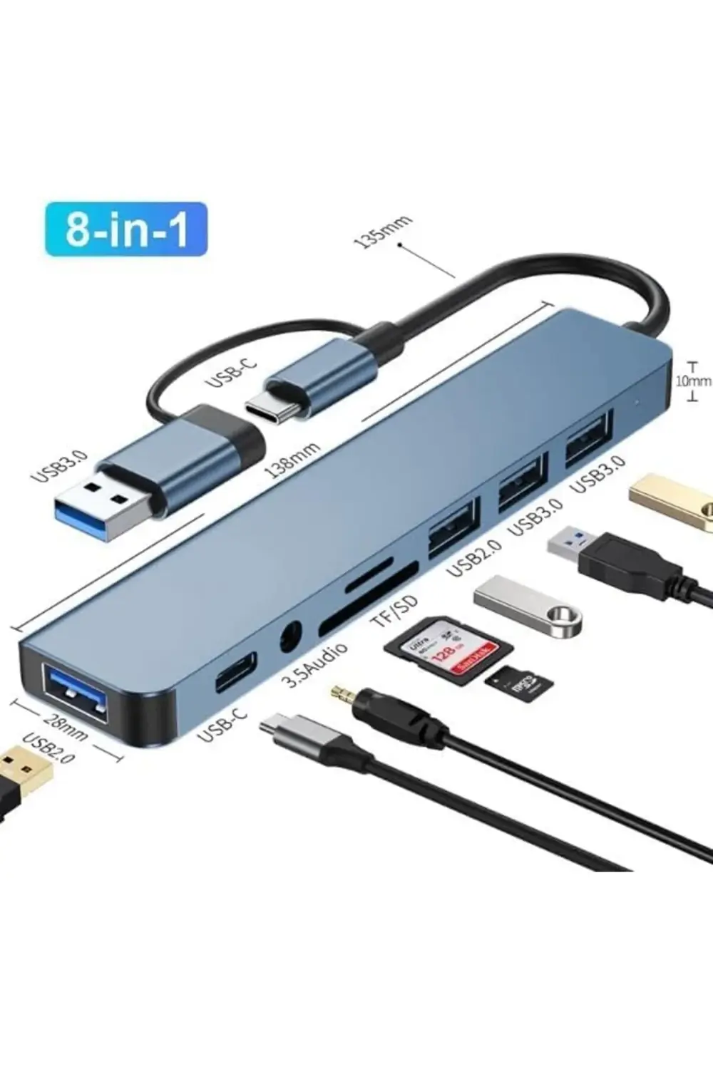 oskyshopc in 1 USB/Type-c To USB A, USB C-SD ve Micro SD İle Uyum
