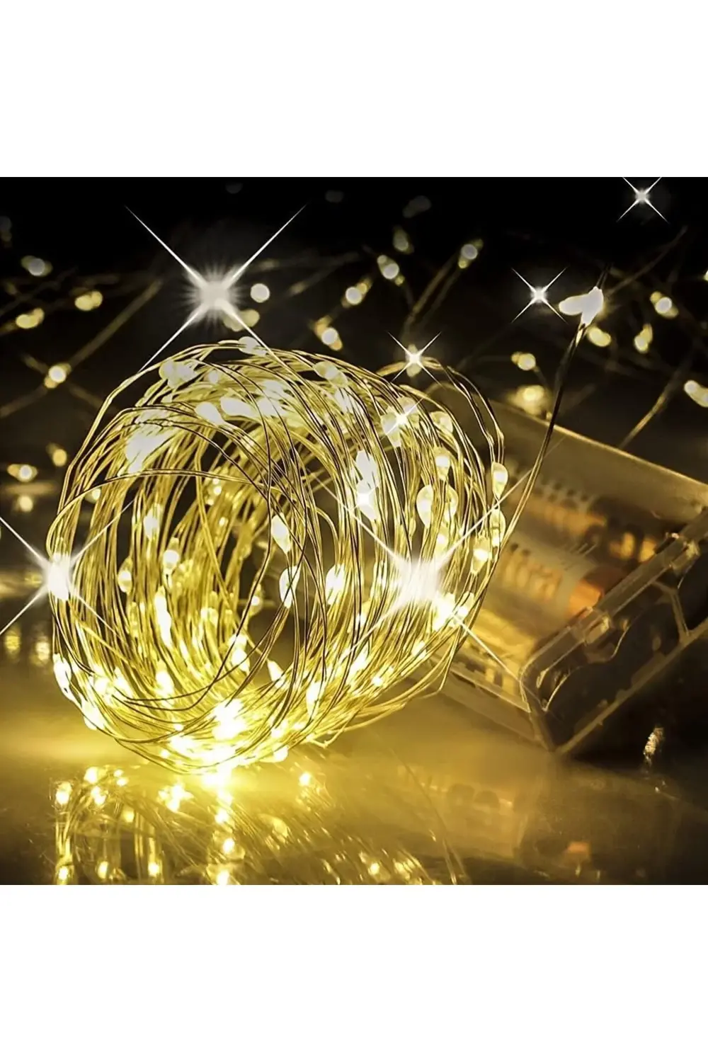 oskyshopc Led Metre Gün Işığı Sarı Renkli Pilli Dekoratif Aydınla