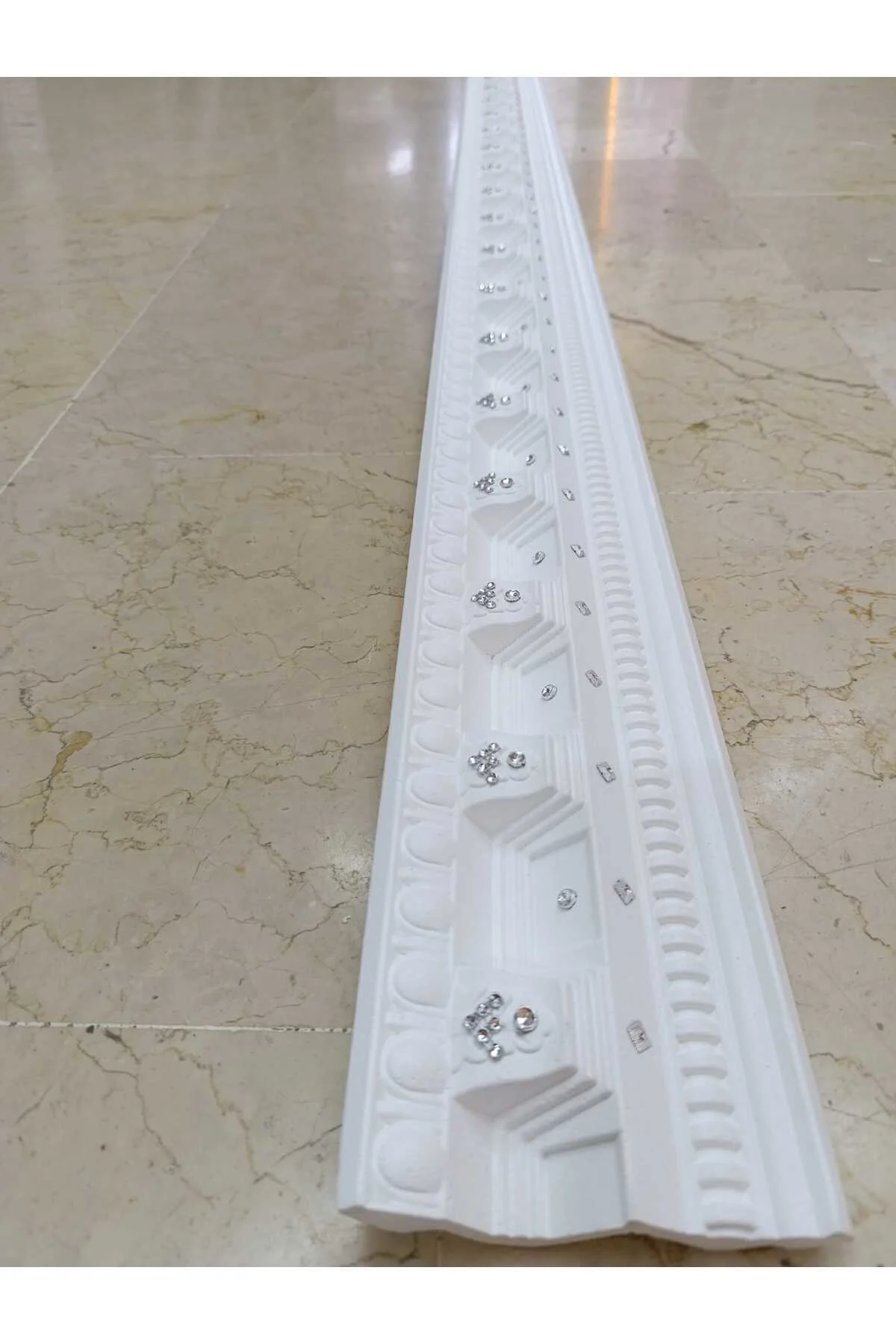 Osmanlı Desenli Gümüş Gri Taşlı Stropiyer 5 Adet-10 Mt (2 Mt uzun