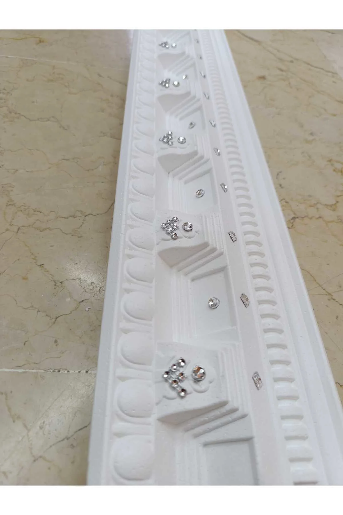 Osmanlı Desenli Gümüş Gri Taşlı Stropiyer 5 Adet-10 Mt (2 Mt uzun
