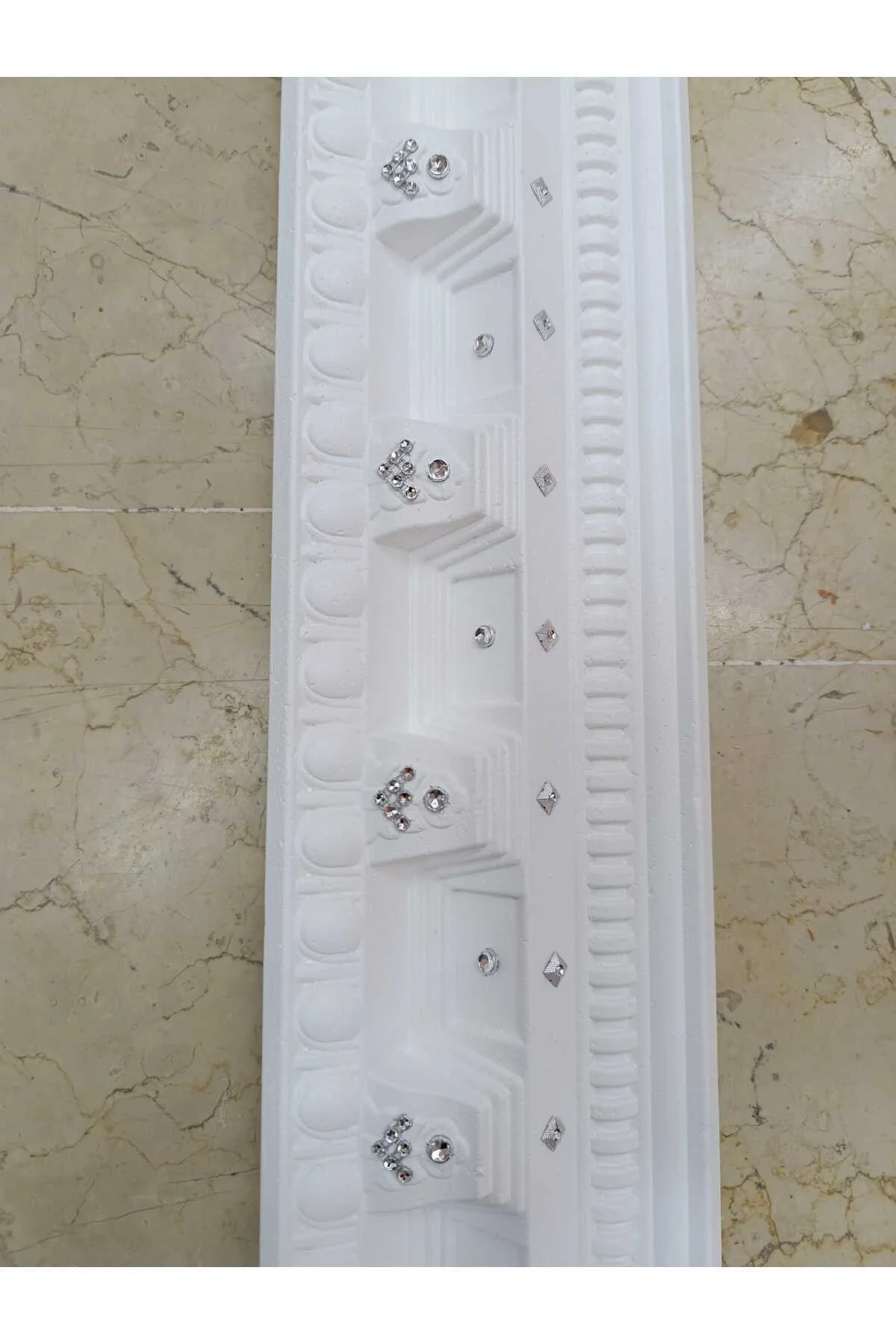 Osmanlı Desenli Gümüş Gri Taşlı Stropiyer 5 Adet-10 Mt (2 Mt uzun