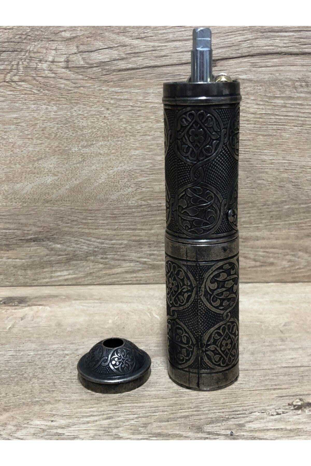 Osmanlı Eskitme Gümüş Tarzı Karabiber Kaya Tuzu Pirinç Değirmeni 