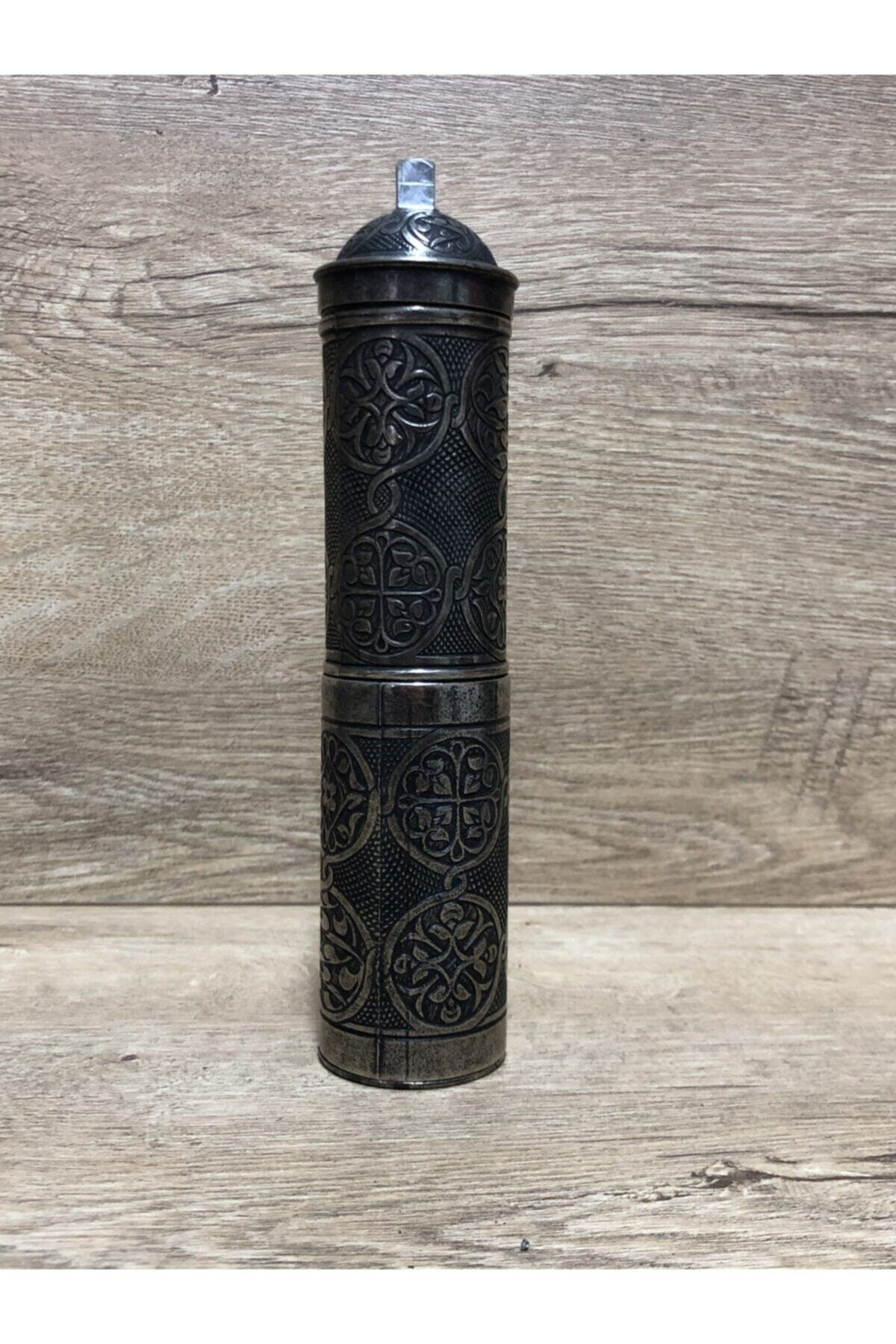 Osmanlı Eskitme Gümüş Tarzı Karabiber Kaya Tuzu Pirinç Değirmeni 