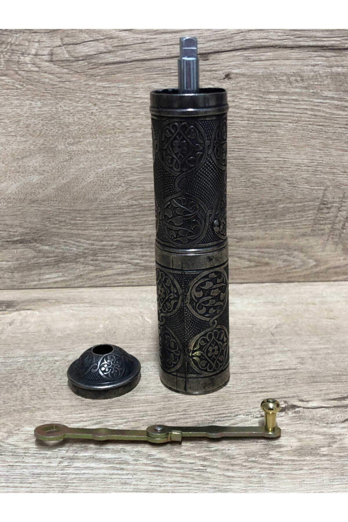 Osmanlı Eskitme Gümüş Tarzı Karabiber Kaya Tuzu Pirinç Değirmeni 