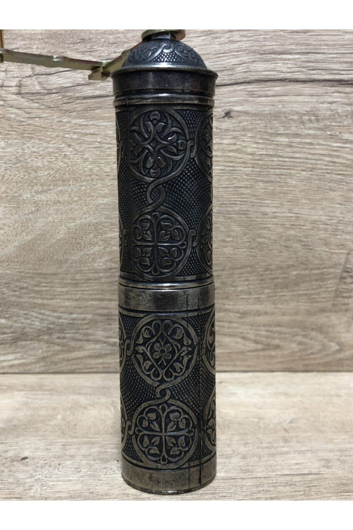 Osmanlı Eskitme Gümüş Tarzı Karabiber Kaya Tuzu Pirinç Değirmeni 