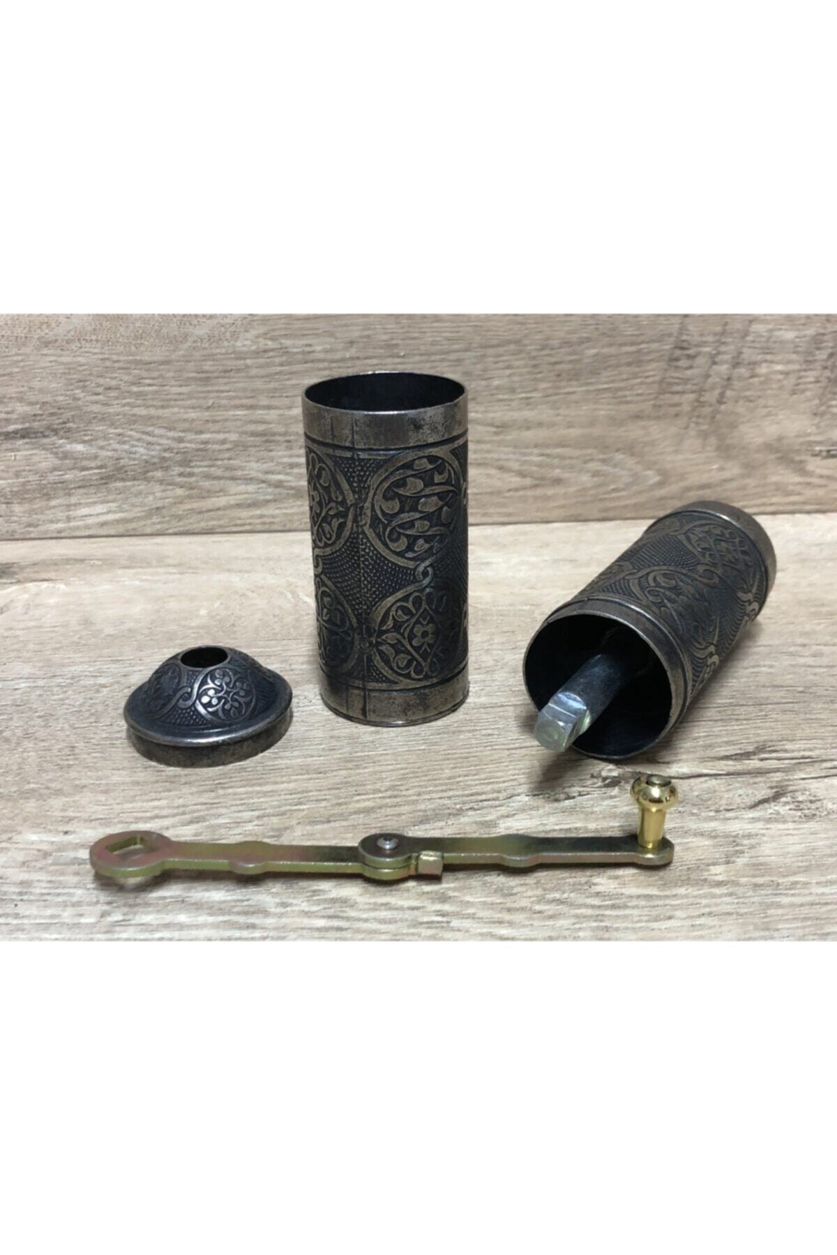 Osmanlı Eskitme Gümüş Tarzı Karabiber Kaya Tuzu Pirinç Değirmeni 