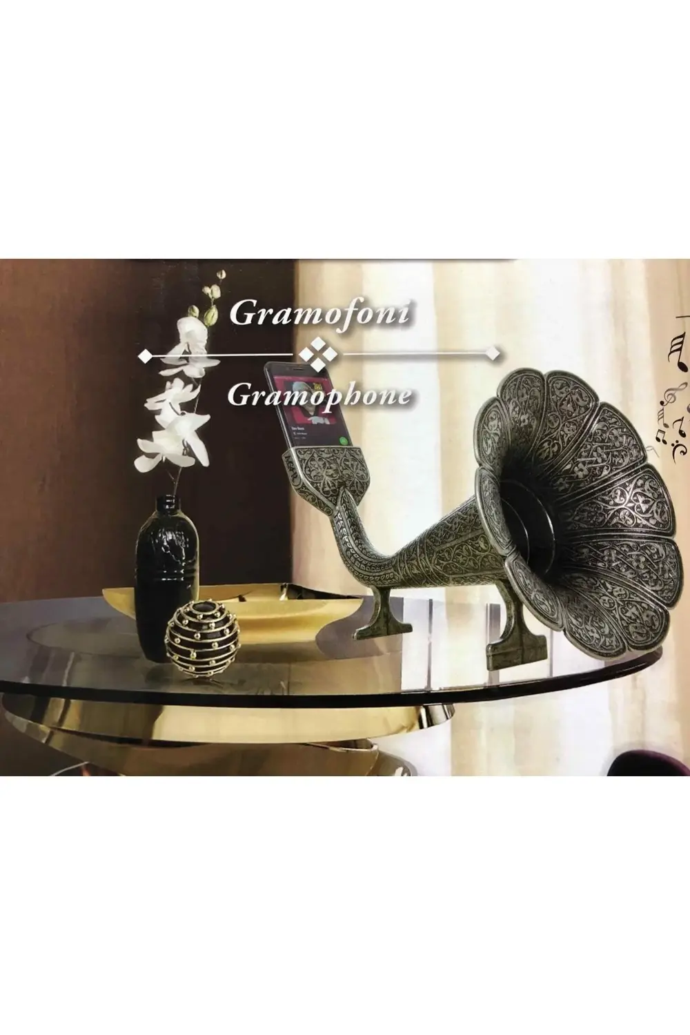 Osmanlı Motifli Antik Gümüş Renkli Cep Telefonu Ses Akustiği Artt