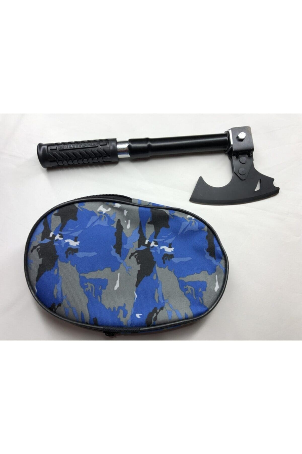 Osmanlı Tarzı Türk Malı Paslanmaz Çelik Balta Mavi Kamuflaj Çanta