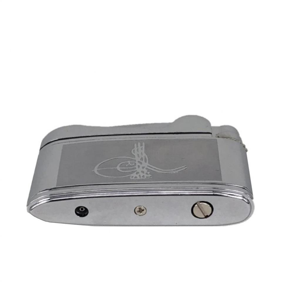 Çanta Yurdu Osmanlı Tuğralı İbelo Tarz Gazlı Çakmak Gümüş Renk