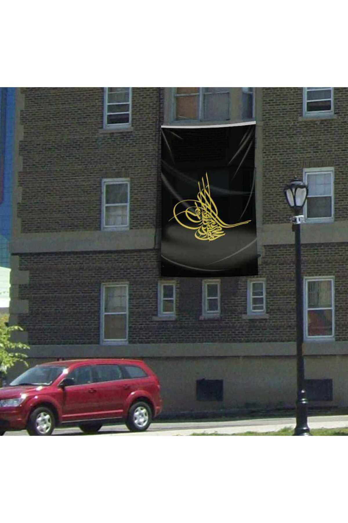 Osmanlı Tuğrası Bayrağı Siyah Tuğra Raşel Bayrak 300x450 cm