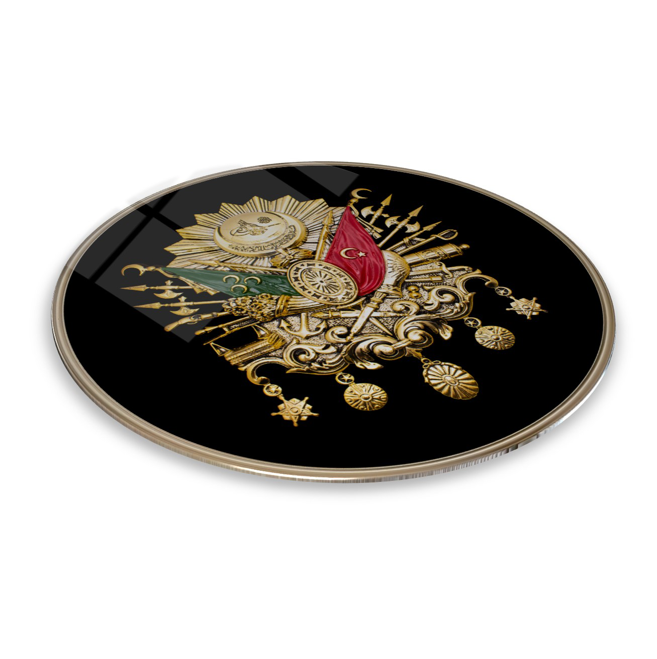 Pi Dekorasyon Osmanli Tuğrasi Yuvarlak Cam Tablo | Hediyelik, Dekoratif, Ofis, 