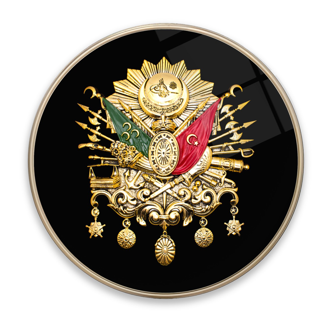 Pi Dekorasyon Osmanli Tuğrasi Yuvarlak Cam Tablo | Hediyelik, Dekoratif, Ofis, 