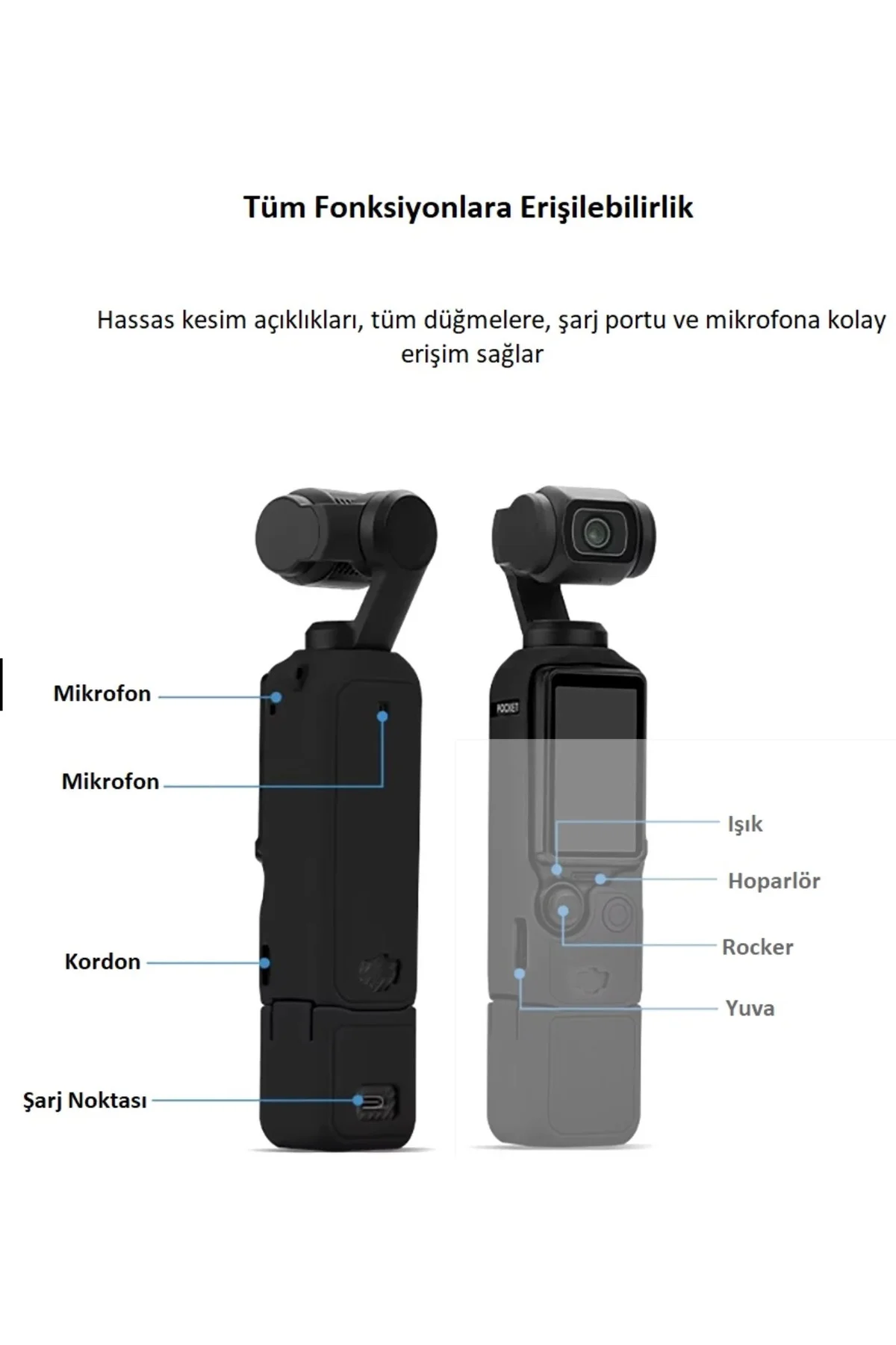 Osmo Pocket 3/4 Aksesuar Seti (Silikon Kılıf, El Bilekliği, Lens Koruyucu ve Ekran Koruyucu) Fiyatı, Yorumları ve Özellikleri