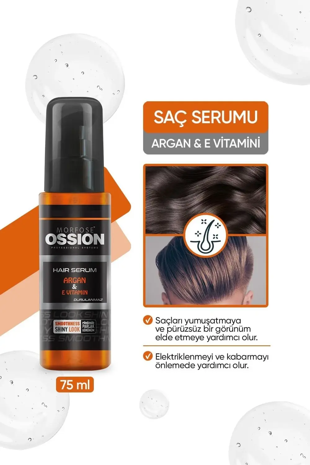 OSSION SAÇ SERUMU 75 ML ARGAN AND E VITAMIN