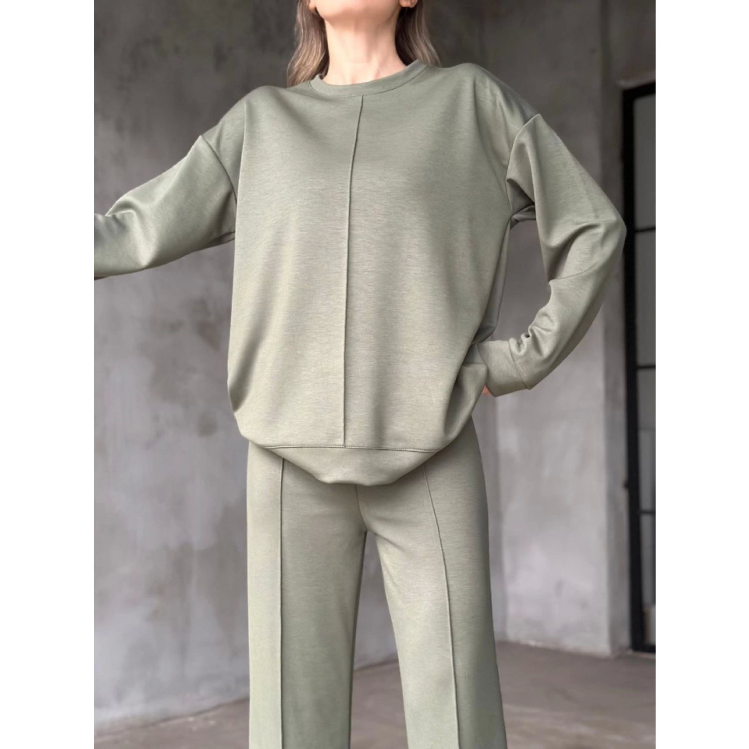 Osy Modal Yumuşak Dokulu Kumaş Bisiklet Yaka Takım- Haki