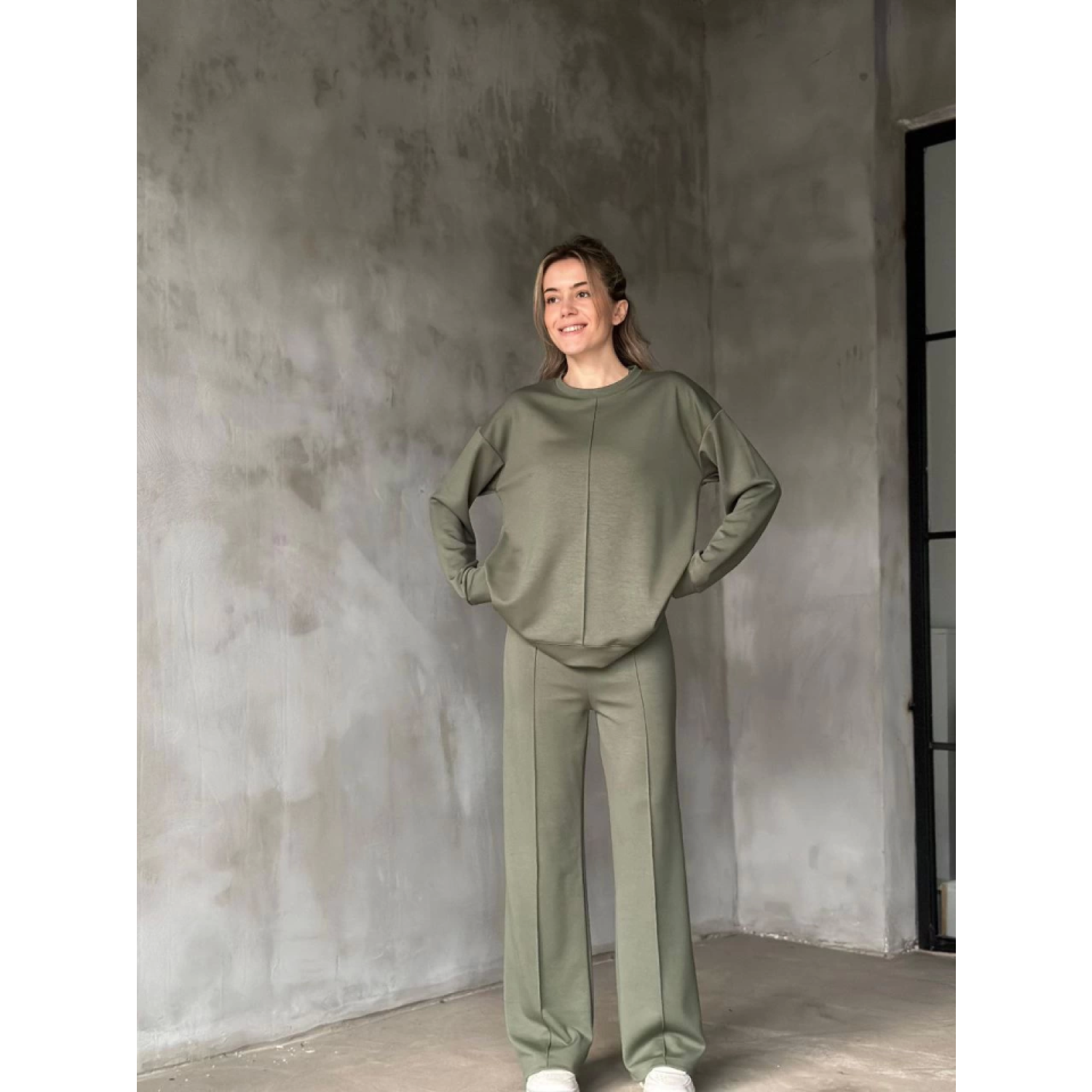 Osy Modal Yumuşak Dokulu Kumaş Bisiklet Yaka Takım- Haki