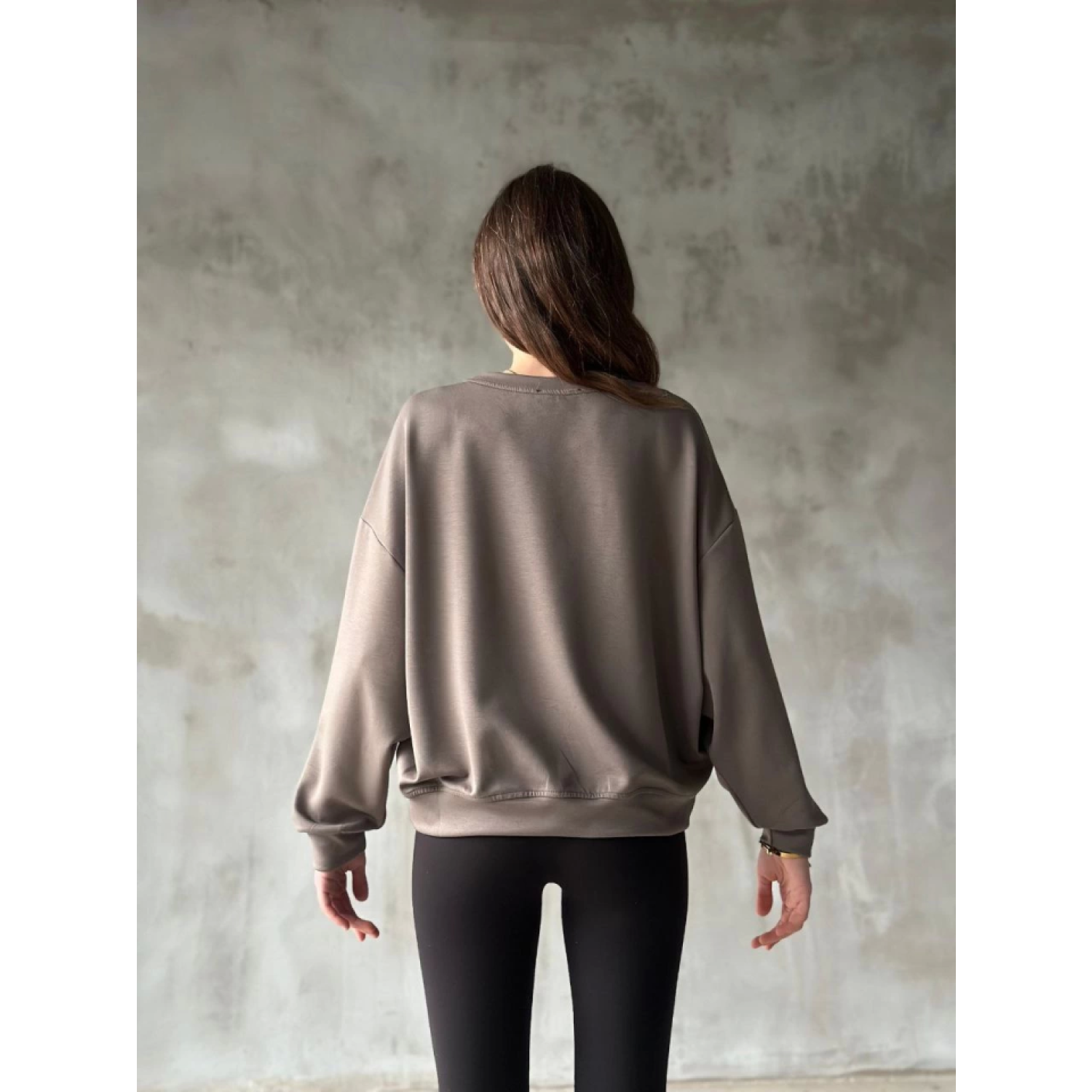 Osy Modal Yumuşak Dokulu Kumaş Bisiklet Yaka Oversize Sweatshirt 