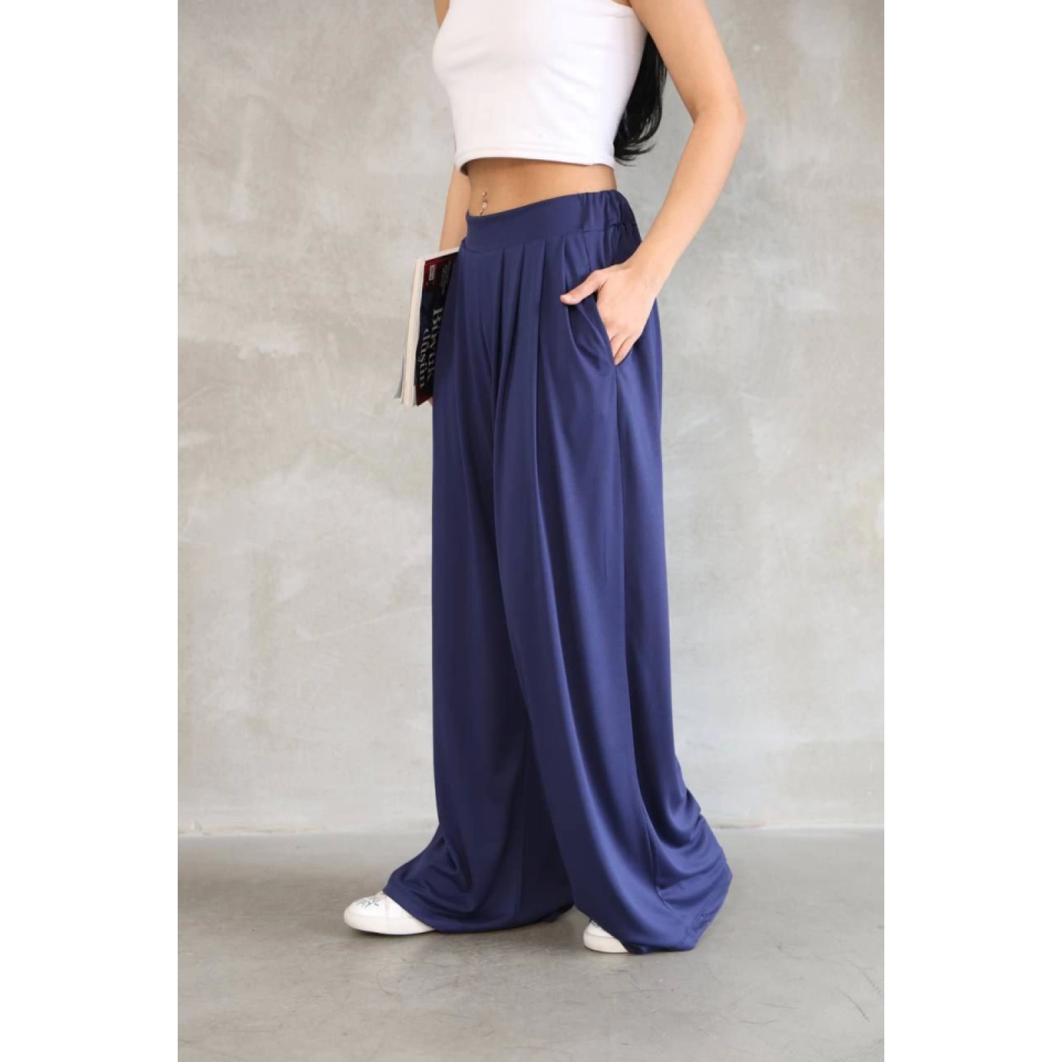 Osy Modal Yumuşak Dokulu Kumaş Boru Paça Salaş Eşofman - Lacivert