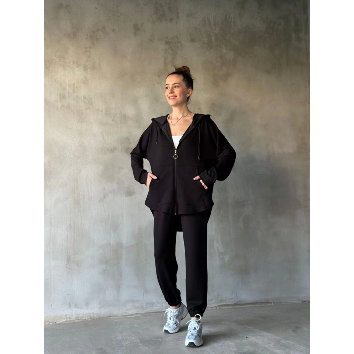 Osy Modal Yumuşak Dokulu Kumaş Gogger Oval Kesim Kapüşonlu Fermua