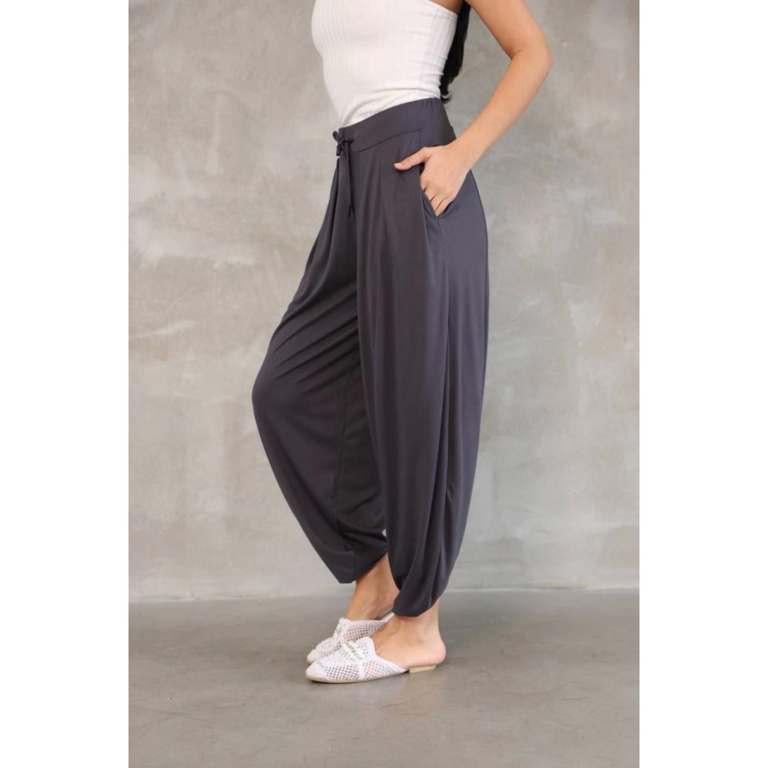 Osy Modal Yumuşak Dokulu Kumaş Şalvar Pantalon - Antrasit